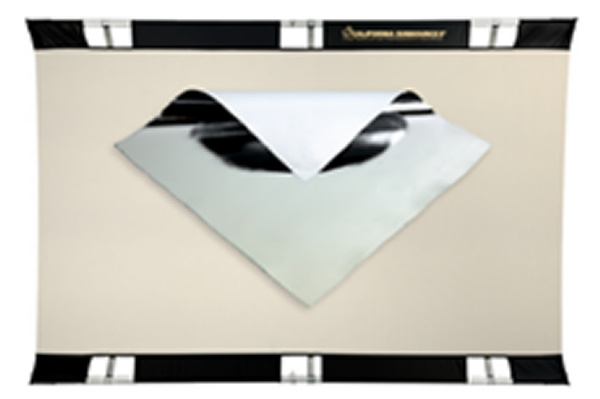 SB 130 X 190cm KIT PRO - CADRE + REFLECT. argent/blanc